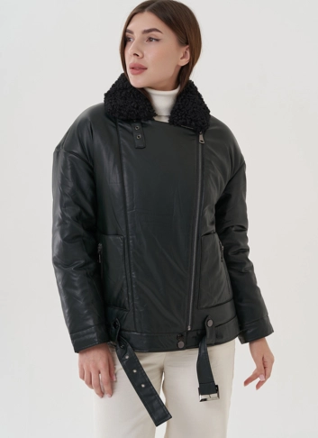 Косуха утепленная из экокожи с отделкой из экомеха