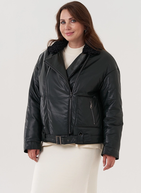 Косуха утепленная из экокожи с отделкой из экомеха