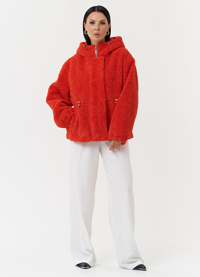 Куртка из эко меха с капюшоном модель № 28106 в кредит