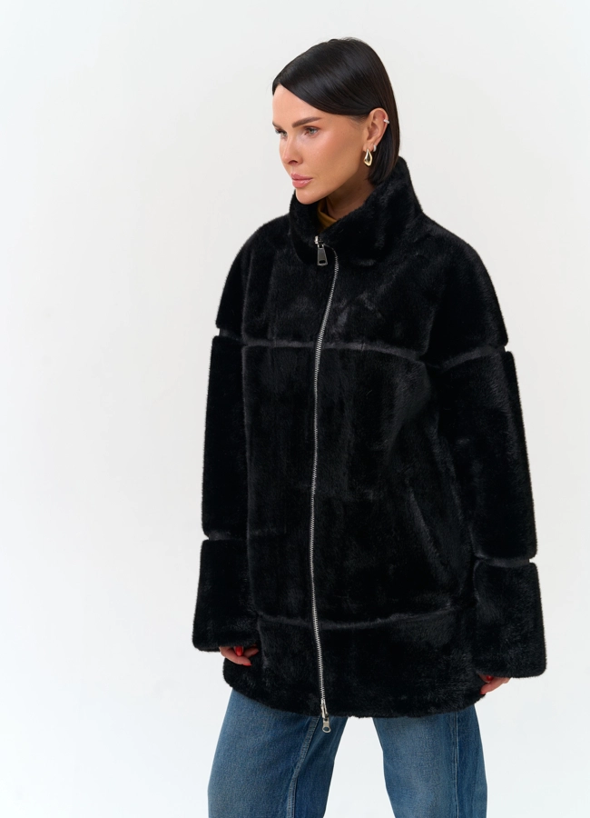 Женское пальто из эко меха модель № 33896 универмаг малина