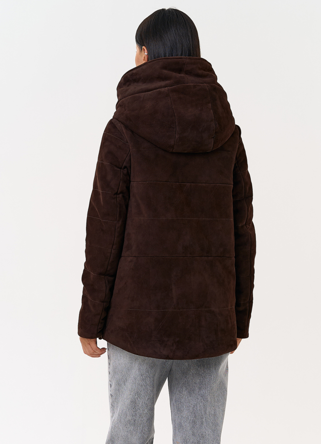 Куртка с капюшоном из натуральной замши модель № 31364 в кредит
