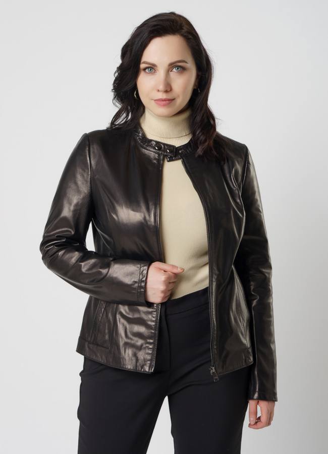 Женская кожаная куртка модель № 10627 универмаг малина