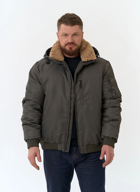 Мужская куртка бомбер с капюшоном фото