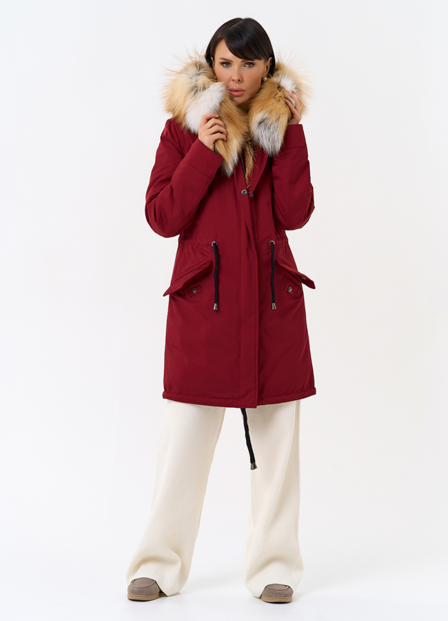 Женская парка с капюшоном из меха рыжей лисы модель № 31991 в кредит