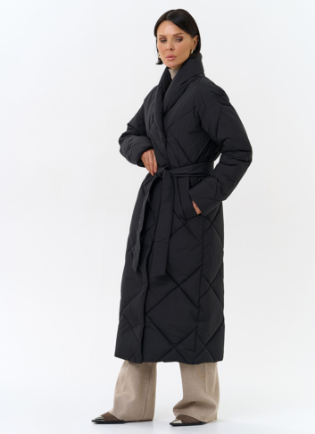 Женский пуховик с воротником шаль