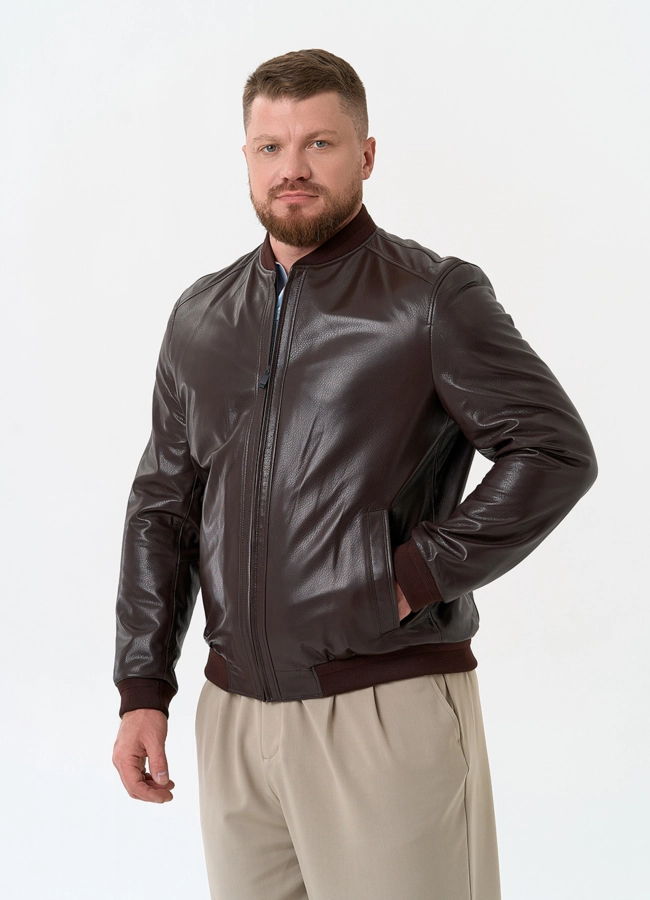 Мужская куртка бомбер из натуральной кожи модель № 32549 универмаг малина