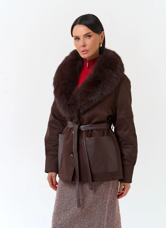 Женская куртка из эко замши фото