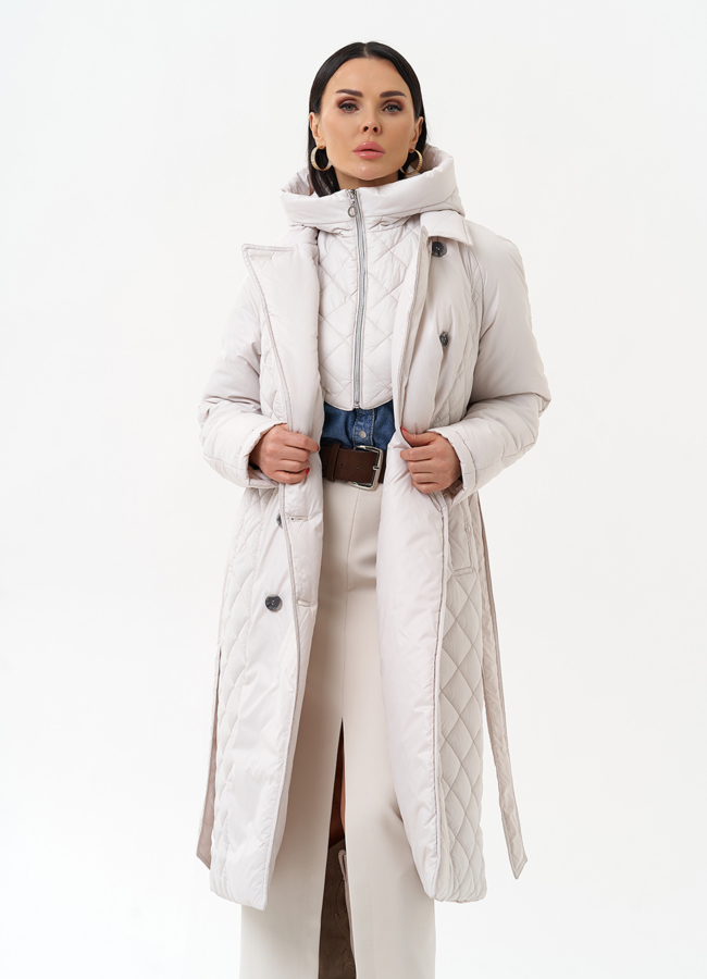 Женское утепленное пальто со съемным капюшоном модель № 30091 в рассрочку