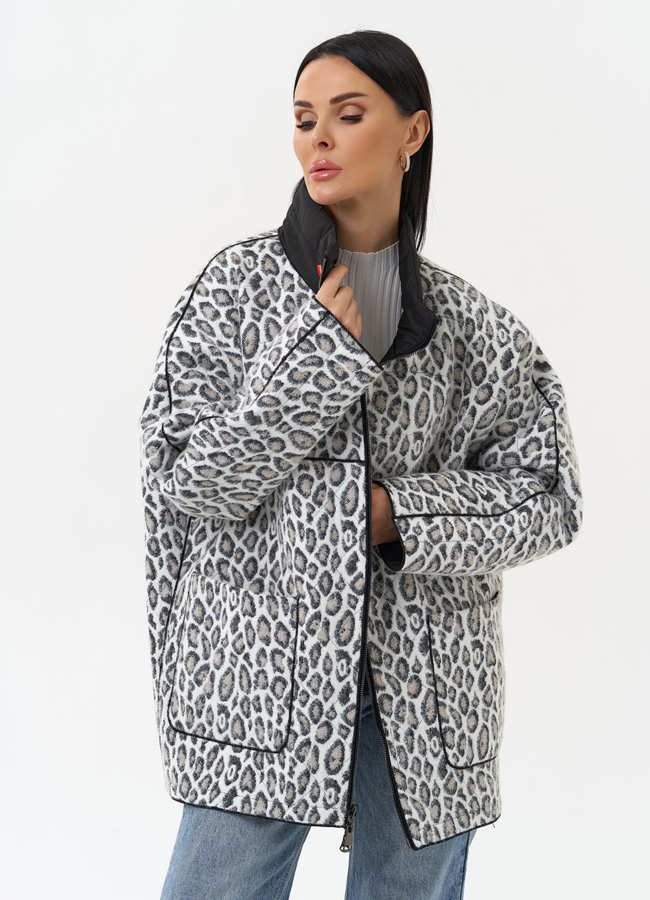 Женская двухсторонняя куртка с воротником стойкой модель № 30008 меха малина