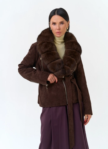 Женская куртка из эко замши фото