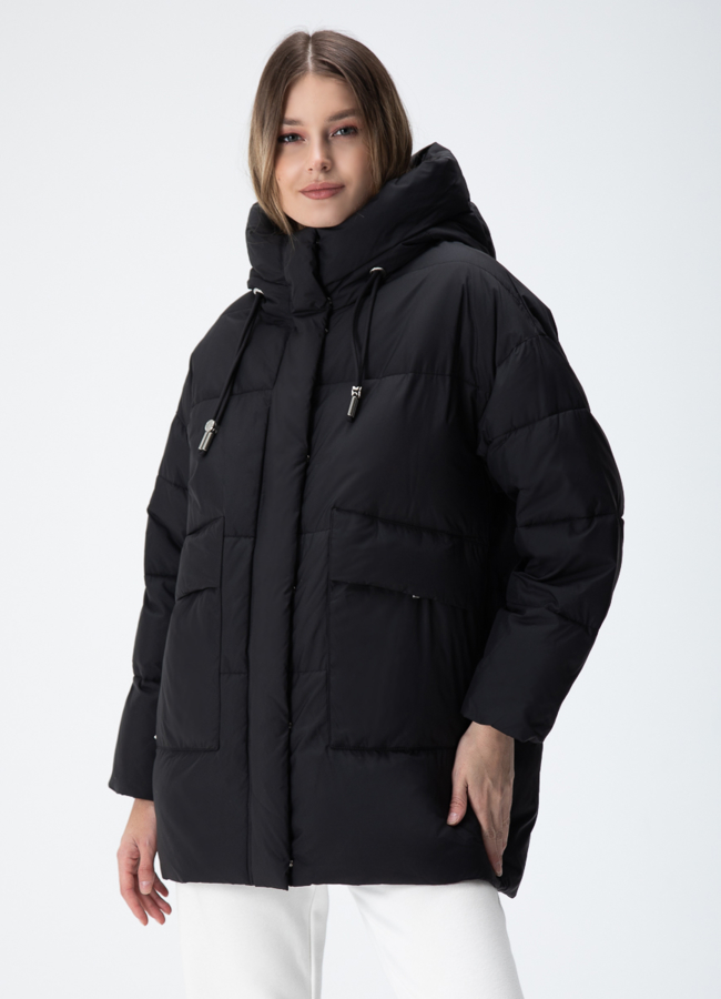 фото Женский пуховик с капюшоном  модель № 28389