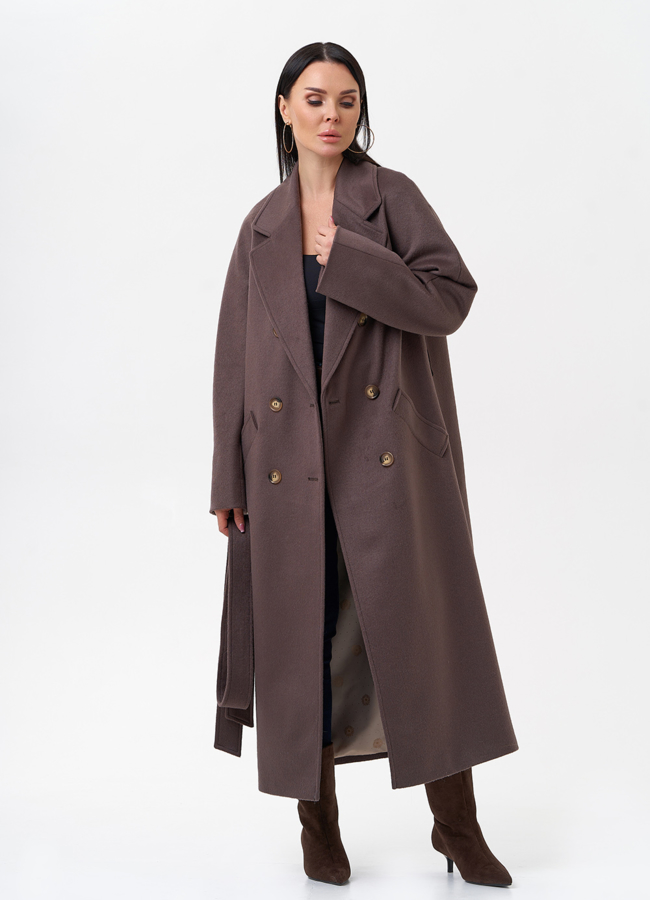 Длинное двубортное пальто с английским воротником модель № 29547 универмаг малина