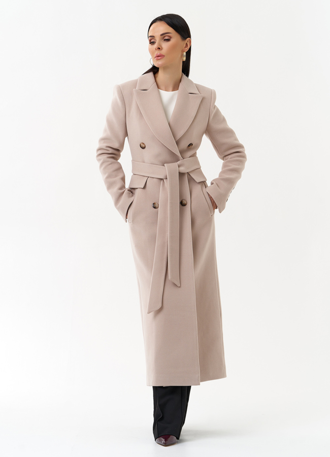 Длинное женское пальто с английским воротником модель № 29897 универмаг малина