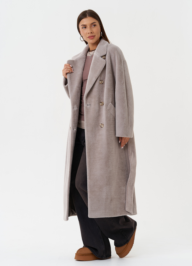 Утепленное двубортное пальто с английским воротником модель № 28103 универмаг малина