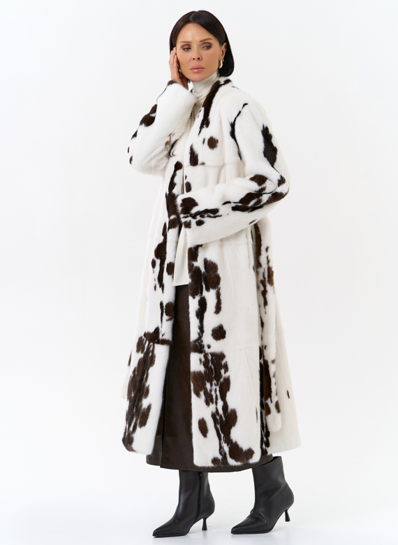 Шуба из меха норки в расцветке "ягуар"