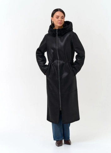 Женская дубленка из эко замши фото