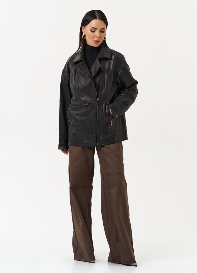 Женская косуха оверсайз черного цвета модель № 29989 универмаг малина