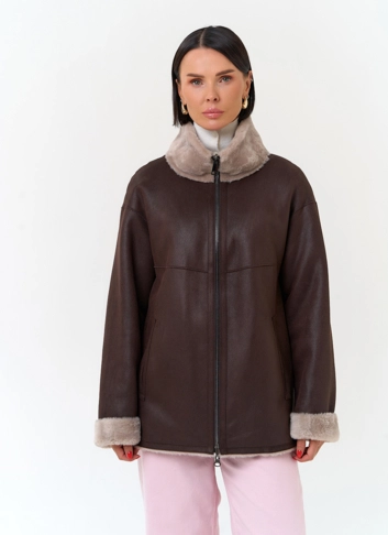 Женская дубленка из эко замши